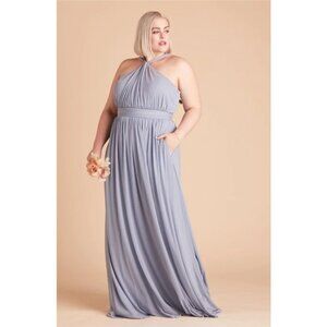 New Birdy Grey Kiko Dress Dusty Blue Sz L Womens Bridesmaid Formal Prom